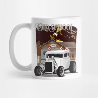 White 1932 Chevy 5 Window Coupe Hot Rod Old School Print Mug